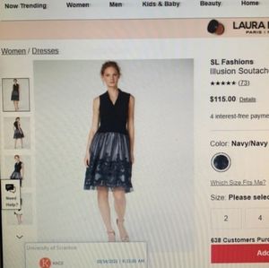 SLNY navy border dress size 14 Macy’s
